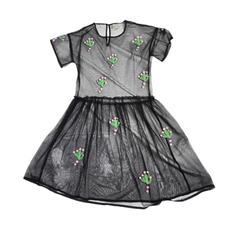 ASOS Design mesh sheer cactus applique smock mini‎ dress 4